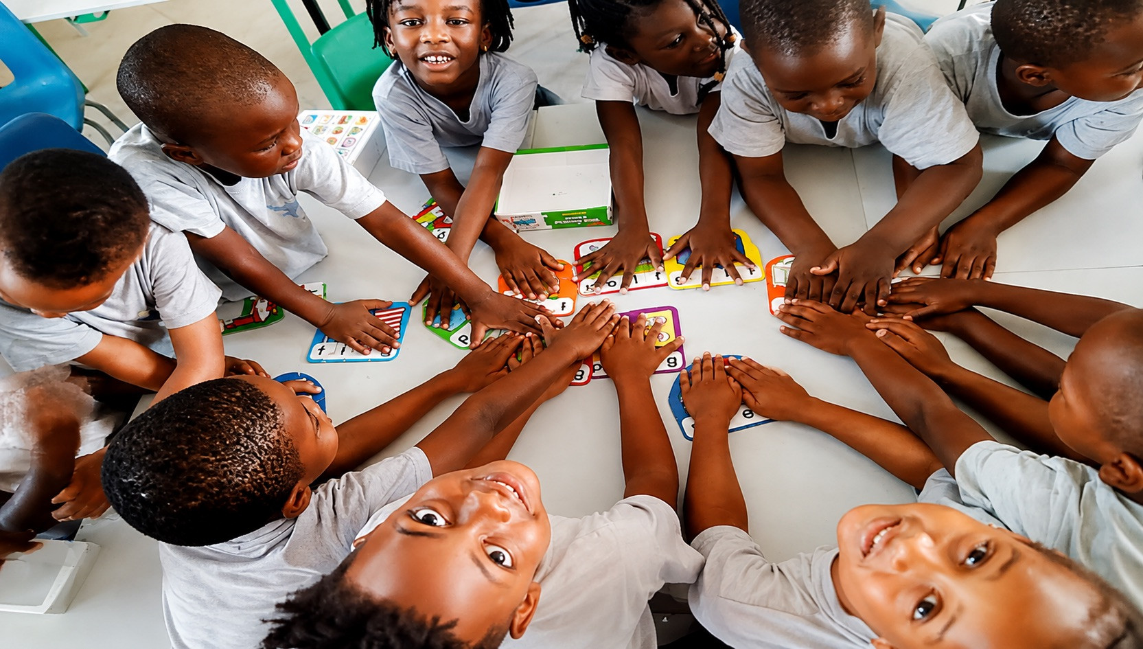 Primary pupils working together during a classroom activity